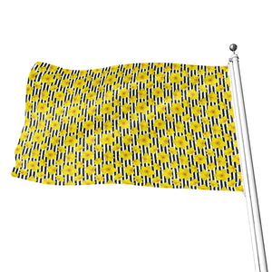 Black Striped Daffodil Pattern Print Flag