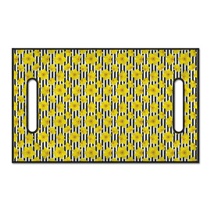 Black Striped Daffodil Pattern Print Golf Cart Seat Cover
