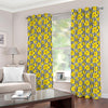 Black Striped Daffodil Pattern Print Grommet Curtains