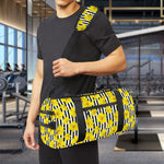 Black Striped Daffodil Pattern Print Gym Bag
