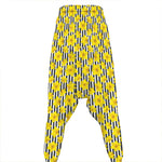 Black Striped Daffodil Pattern Print Hammer Pants