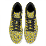 Black Striped Daffodil Pattern Print High Top Leather Sneakers