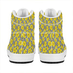 Black Striped Daffodil Pattern Print High Top Leather Sneakers