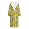 Black Striped Daffodil Pattern Print Hooded Bathrobe