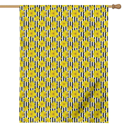 Black Striped Daffodil Pattern Print House Flag