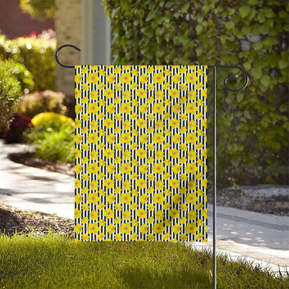 Black Striped Daffodil Pattern Print House Flag