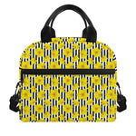 Black Striped Daffodil Pattern Print Insulated Lunch Bag