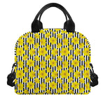 Black Striped Daffodil Pattern Print Insulated Lunch Bag