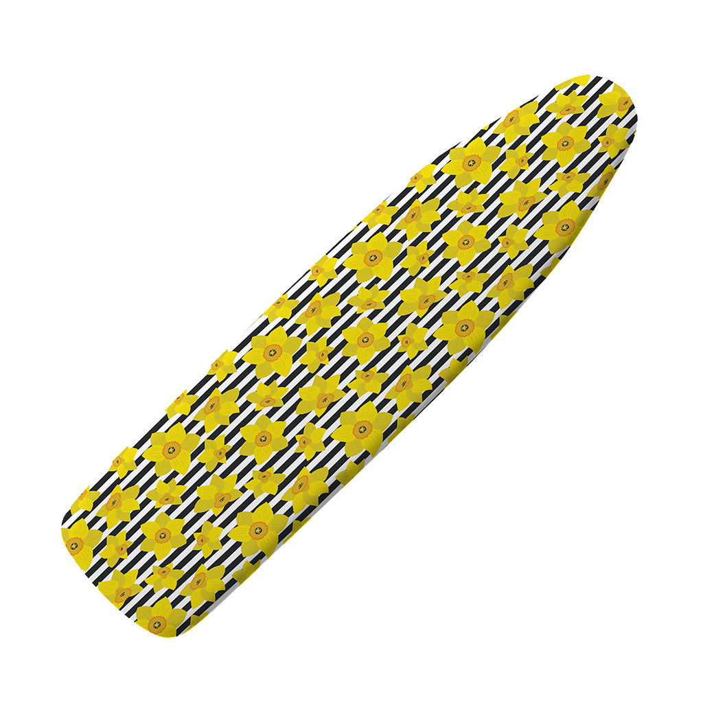 Black Striped Daffodil Pattern Print Ironing Board Cover