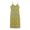 Black Striped Daffodil Pattern Print Jersey Midi Cami Dress