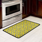 Black Striped Daffodil Pattern Print Kitchen Mat