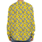 Black Striped Daffodil Pattern Print Long Sleeve Baseball Jersey