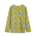 Black Striped Daffodil Pattern Print Long Sleeve Short Coat