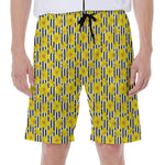 Black Striped Daffodil Pattern Print Men's Beach Shorts