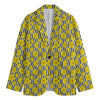 Black Striped Daffodil Pattern Print Men's Blazer