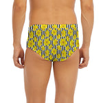 Black Striped Daffodil Pattern Print Men's Briefs