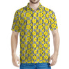 Black Striped Daffodil Pattern Print Men's Polo Shirt