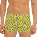 Black Striped Daffodil Pattern Print Men's Short Boxer Briefs