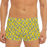 Black Striped Daffodil Pattern Print Men's Short Boxer Briefs