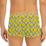 Black Striped Daffodil Pattern Print Men's Short Boxer Briefs