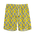 Black Striped Daffodil Pattern Print Men's Athletic Shorts
