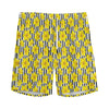 Black Striped Daffodil Pattern Print Men's Sports Shorts