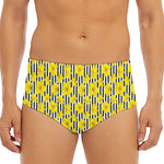 Black Striped Daffodil Pattern Print Men's Triangle Swim Briefs