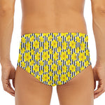 Black Striped Daffodil Pattern Print Men's Triangle Swim Briefs