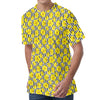 Black Striped Daffodil Pattern Print Men's Velvet T-Shirt