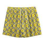 Black Striped Daffodil Pattern Print Mesh Shorts