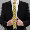 Black Striped Daffodil Pattern Print Necktie