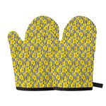 Black Striped Daffodil Pattern Print Oven Mitts