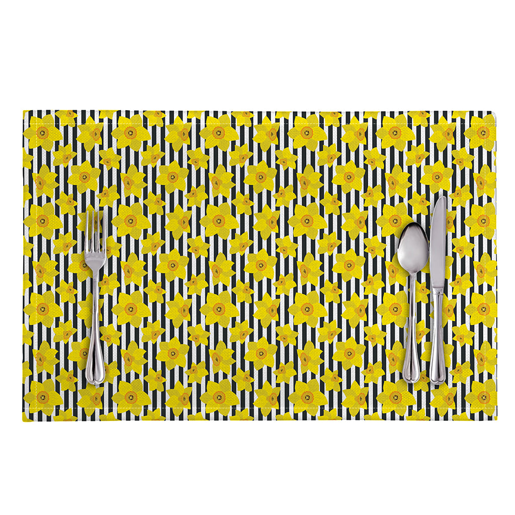 Black Striped Daffodil Pattern Print Placemat