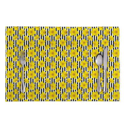 Black Striped Daffodil Pattern Print Placemat