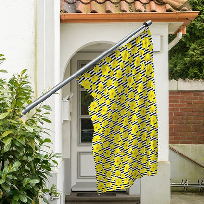 Black Striped Daffodil Pattern Print Polyester Flag