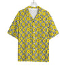Black Striped Daffodil Pattern Print Rayon Hawaiian Shirt