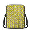 Black Striped Daffodil Pattern Print Rectangular Crossbody Bag