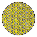 Black Striped Daffodil Pattern Print Round Floor Mat