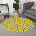 Black Striped Daffodil Pattern Print Round Rug