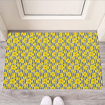 Black Striped Daffodil Pattern Print Rubber Doormat
