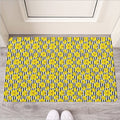 Black Striped Daffodil Pattern Print Rubber Doormat