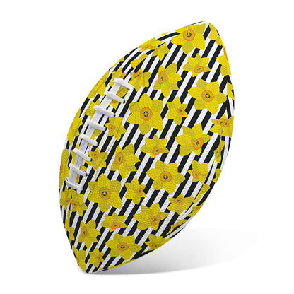 Black Striped Daffodil Pattern Print Rugby Ball