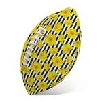 Black Striped Daffodil Pattern Print Rugby Ball