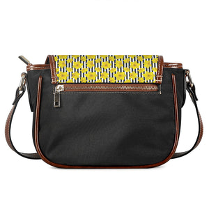 Black Striped Daffodil Pattern Print Saddle Bag