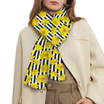 Black Striped Daffodil Pattern Print Scarf