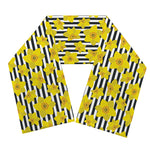 Black Striped Daffodil Pattern Print Scarf