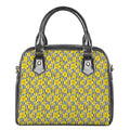 Black Striped Daffodil Pattern Print Shoulder Handbag