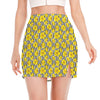 Black Striped Daffodil Pattern Print Side Slit Mini Skirt