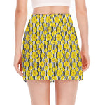 Black Striped Daffodil Pattern Print Side Slit Mini Skirt