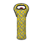 Black Striped Daffodil Pattern Print Single Neoprene Wine Tote